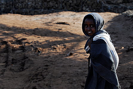 Dziewczyna, Etiopski, dziecko, portret, uśmiechający się, Młodość, młody