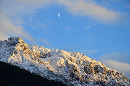 Österreich, Mond, Schön, temperat ūros, sniego, žiemą, kalnų