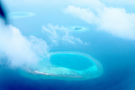 Malediwy, Wyspa, niebieski, wody, Resort, morze, Plaża