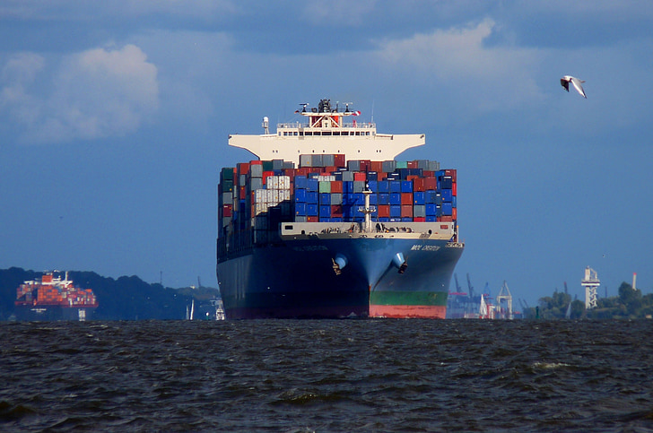 laeva, konteiner, Elbe, meresõit, Port, konteinerlaev, Shipping