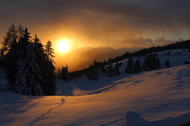 muntanyes, Itàlia, hivernal, paisatge, Alm, dia de somni, cobert de neu