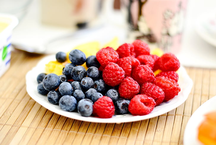 bayas, Berry, BlackBerry, Blueberry, Close-up, delicioso, dieta