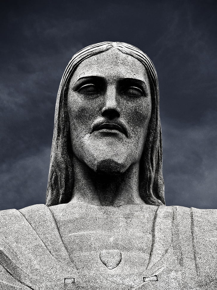 Kristus, forløser, statue, ansigt, Corcovado, hoved, Rio de janeiro