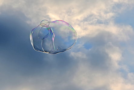 soap bubble, sky, shimmer, float, airy, weightless, fly