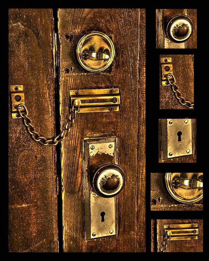 závora, dvere, kľúčová dierka, drevené dvere, zámok, drevené, staré