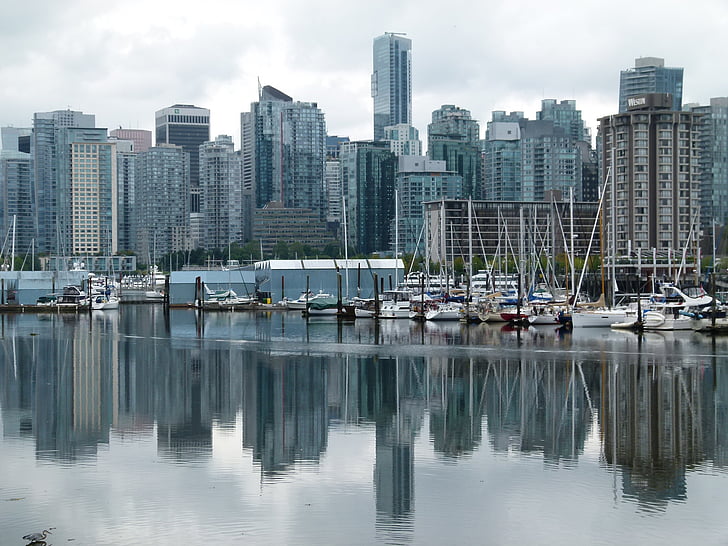 Vancouver, ciutat, Colúmbia Britànica, Canadà, l'aigua, reflexió, oceà