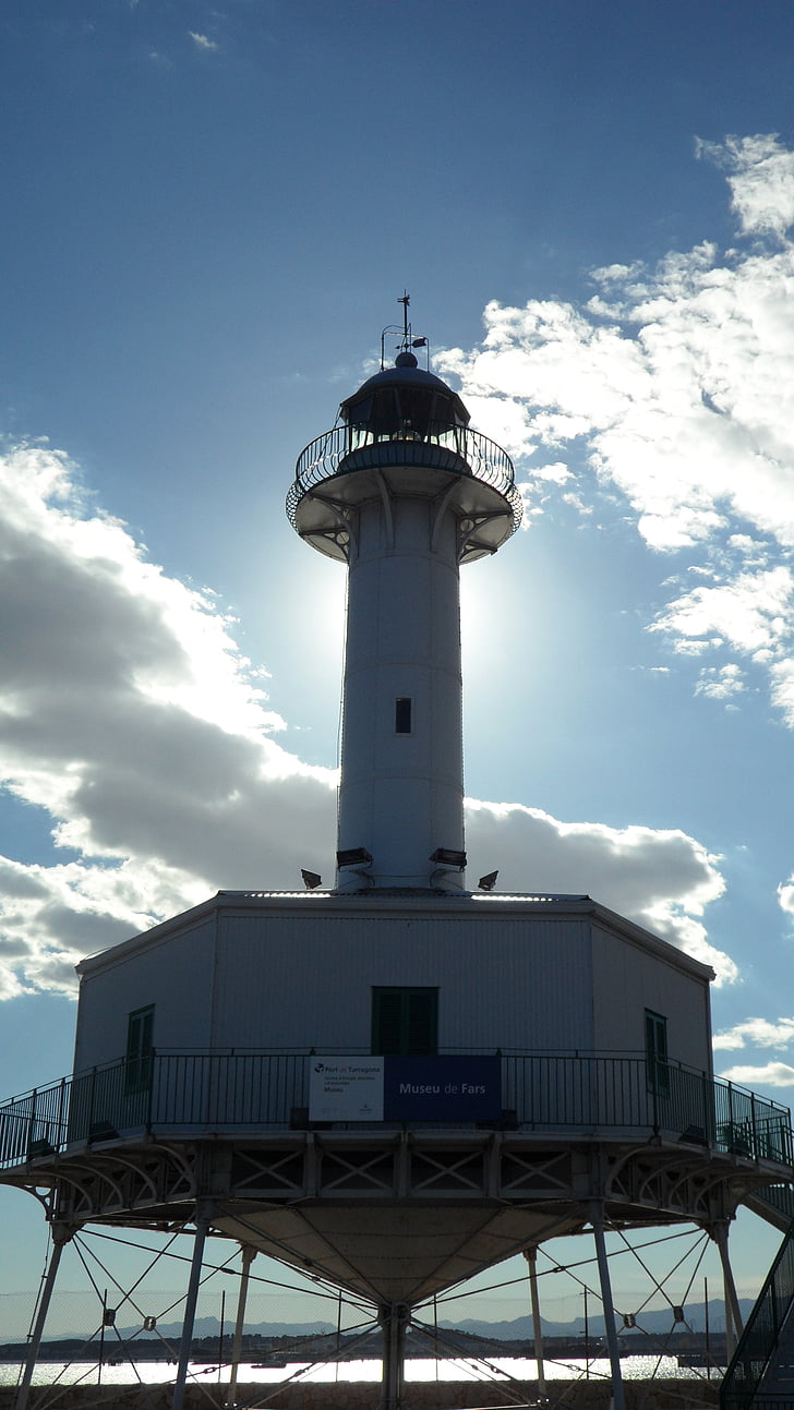 Lighthouse, havet, stranden, blå, Katalonien, Sky, hamn