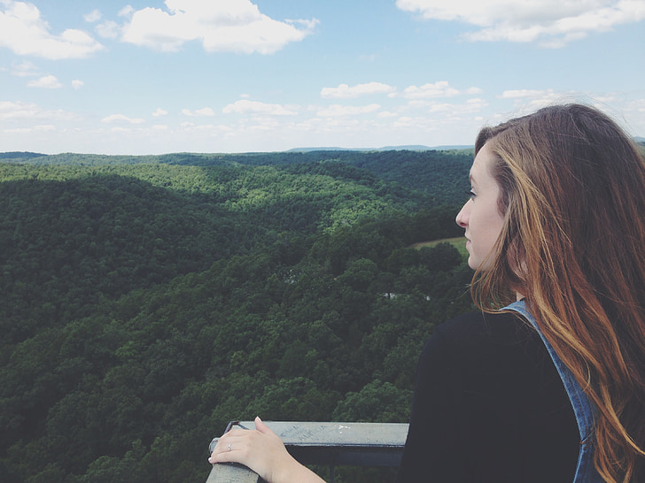 Arkansas, verde, paisaje, chica, al aire libre, colorido, árboles
