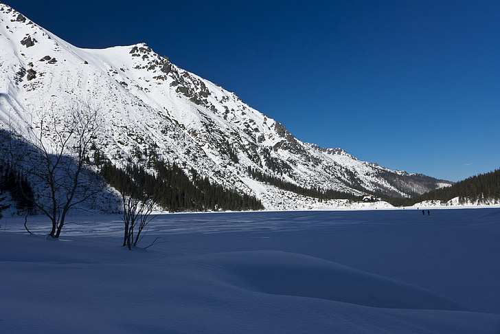 tatry, ภูเขา, ฤดูหนาวในเทือกเขา, ท้องฟ้า, ดู, morskie oko, บ่อ