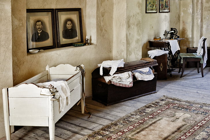 Máy may, rửa sạch truhe, COT, cũ, trong lịch sử, Vintage, Klöden burg