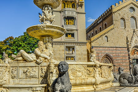 Sicilia, Messina, escultura, estatua de, fuente, Iglesia, Catedral