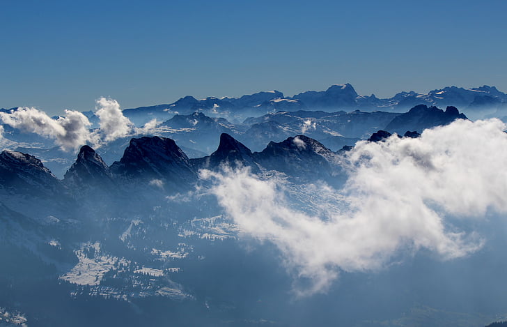 alpstein, mountains, panorama, swiss alps, clouds, sky, mood