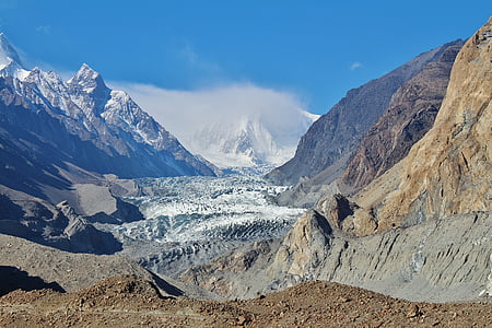 冰川, 申请者, 巴基斯坦, 高峰, 景观, 山, 雪