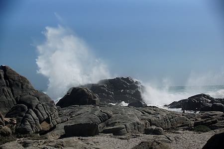 波, 海, 岩石, 网上冲浪, 喷雾, 非洲, 水