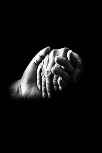 mans, compassió, ajuda, vell, l'atenció, suport, assistència