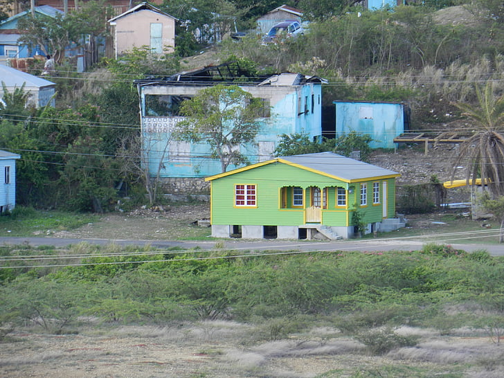 hus, Antigua, färg, resor, arkitektur, gamla, Karibien