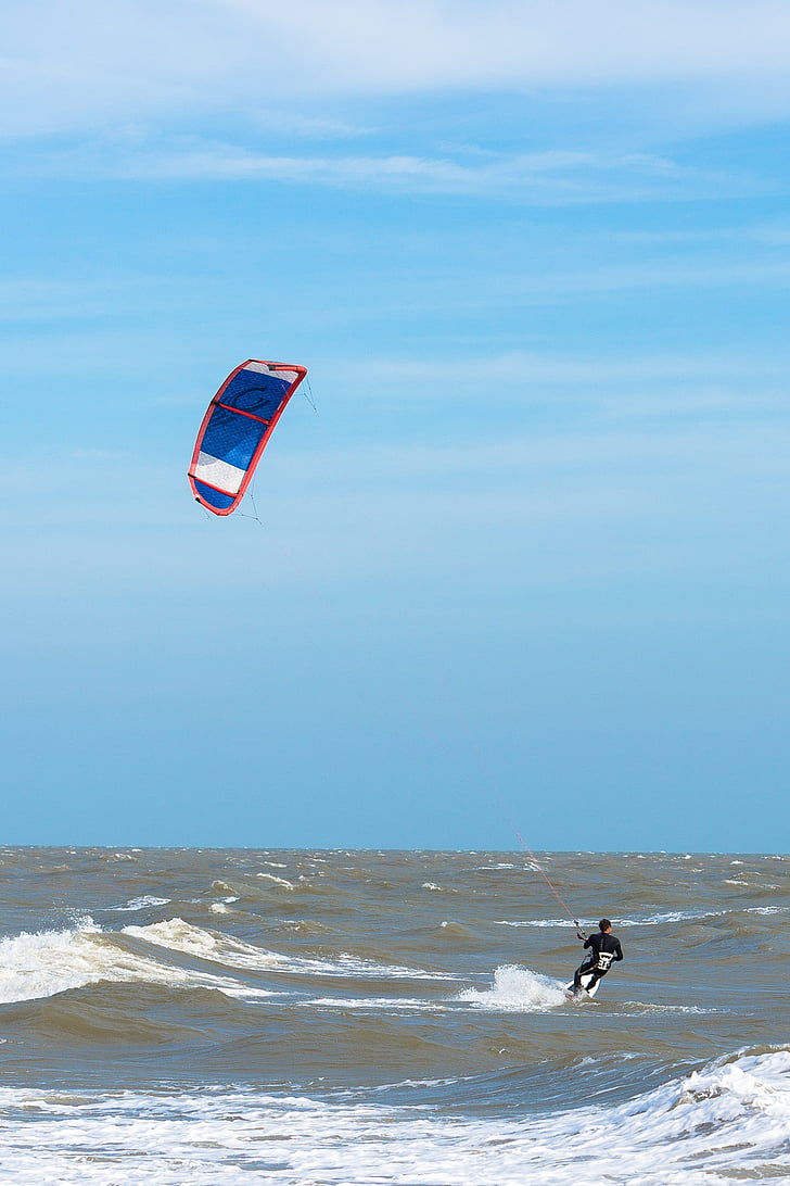 kite surfer, vind, sjøen, himmelen, surfer, surfing, sport