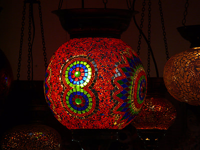Windlight, lys, lampe, rød, kulturer, dekoration, Asien