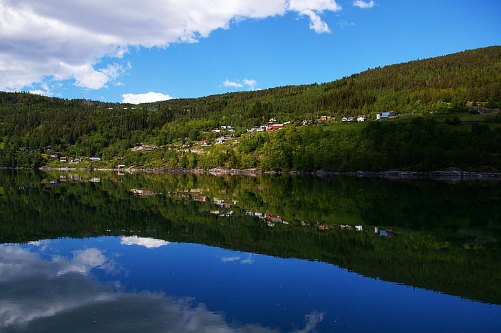 Noruega, fjordlandschaft, colina, natureza, paisagem, férias, Norte