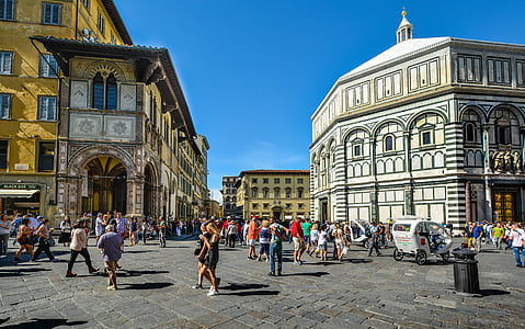 firenze, duomo, baptistry, piazza, italy, florence, tourists