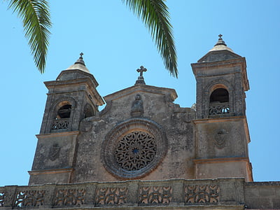 pilegrimsmål, Mallorca, kirke, fasade, kirke fasade, tro, religion