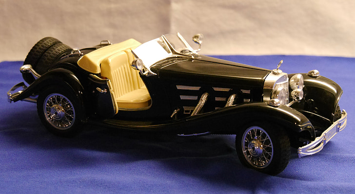 bbubrago, modell autó, Merces benz 500 k, Roadster-1936, autó, szárazföldi jármű, retro stílusú