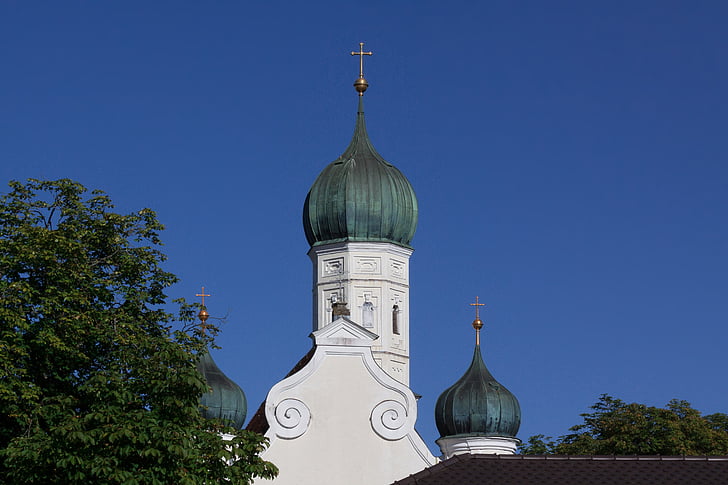 Biserica, Steeple, ceapă, cupru acoperis, cruce, aurit, arhitectura