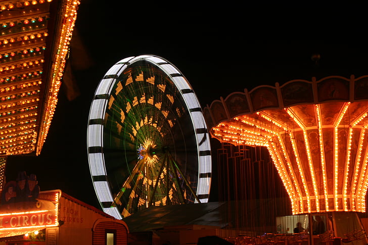 оглядове колесо, Фольклорний фестиваль, рік ринок, ярмарок, Ride, Ліхтарі, ніч