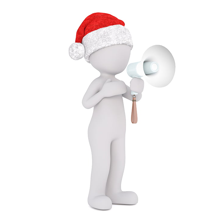 hombre blanco, modelo 3D, todo el cuerpo, sombrero de santa 3D, Navidad, sombrero de Santa, 3D