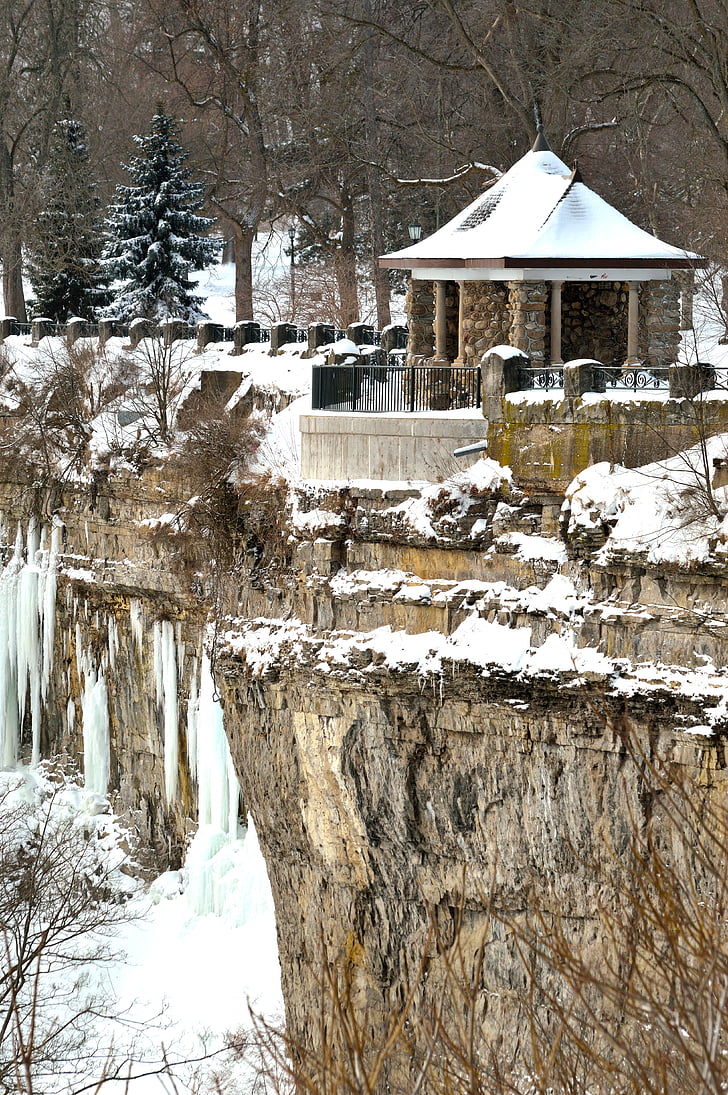 maaliline vaade hoone, Niagara falls, talvel, lumi, jää, külmutatud