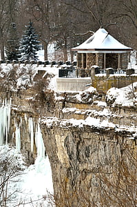 festői kilátás épület, Niagara-vízesés, téli, hó, jég, fagyasztott