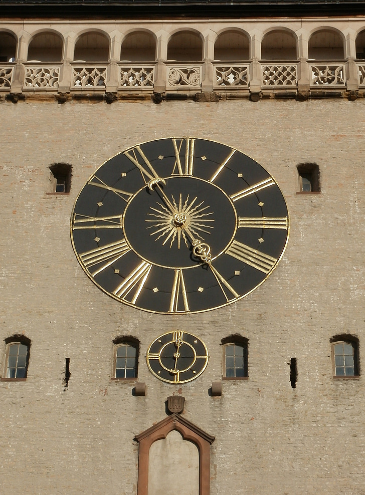ceas, perete, altpoertel, Speyer, timp, oră, minut