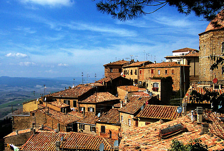 village, building, hill, homes, home, land, old town