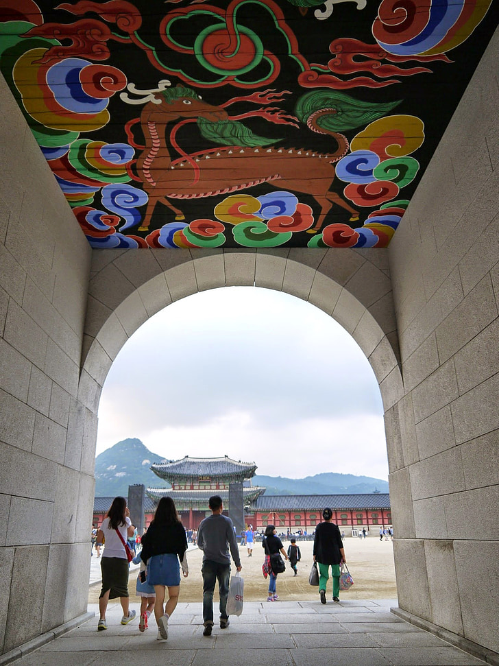 Palais de Gyeongbok, Gwanghwamun, devanture de magasin, Cité interdite, République de Corée, architecture, vieille école