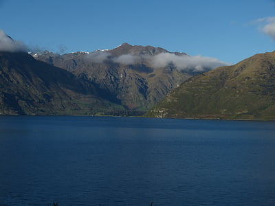 Nya Zeeland, naturen, landskap, Sydön, sjön, Mountain, moln