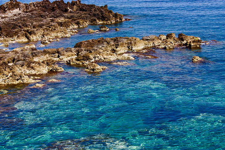 morze, Morze Śródziemne, Natura, Latem, Grecja, przybrzeżne, niebieski
