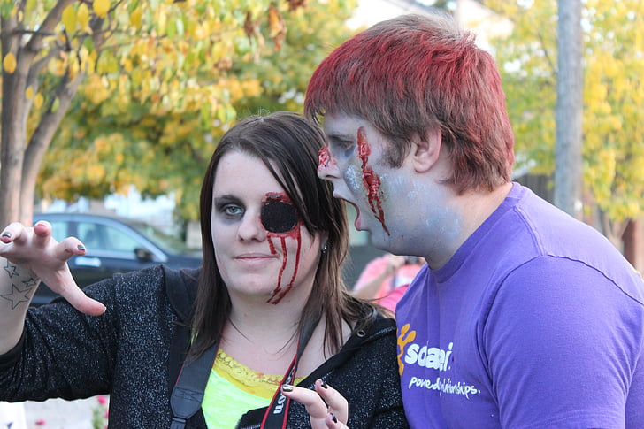 Zombie, Make-up, Halloween, paar