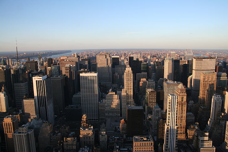 New york, Manhattan, byen, solnedgang