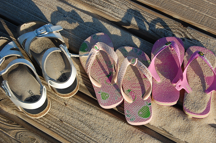 barn sandaler, sandaler, liten, Sommer, mote, stranden, barndommen