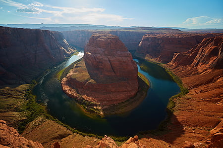 Arizona, vandområde, klipper, skyer, Grand canyon, søen, landskab