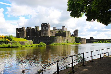 castle, fort, lake, moat, old, architecture, building