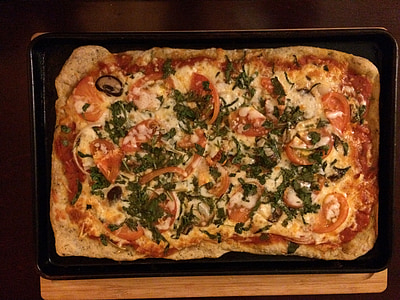 Pizza, voedsel, zelfgemaakte, Italiaans, diner, maaltijd, heerlijke