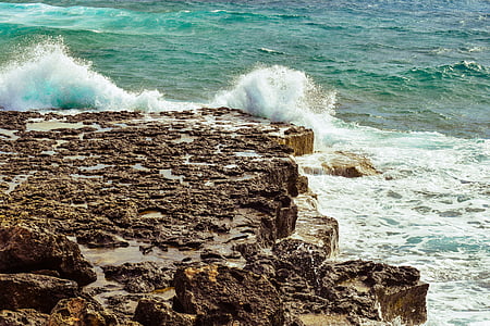 bờ biển đá, làn sóng, đập, Thiên nhiên, cảnh quan, xói mòn, phun