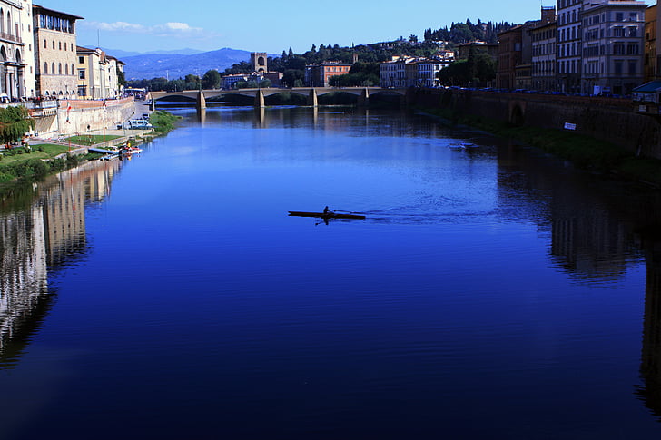 Italia, Florence, Arno, Sungai, dayung, Kunjungi, Jembatan