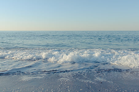 sea, sky, water, blue, wave, beach, form
