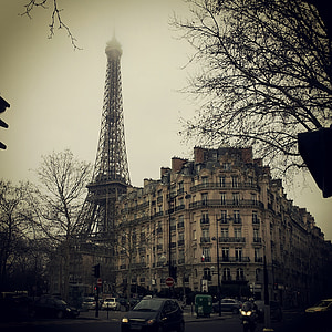 Paříž, město, budova, Architektura, Domů, Romantika, sépie
