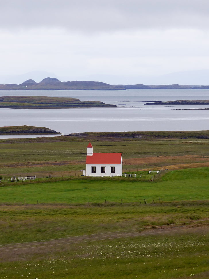 Island, kostol, vidieka, Tundra, farma, pasienky, rustikálne