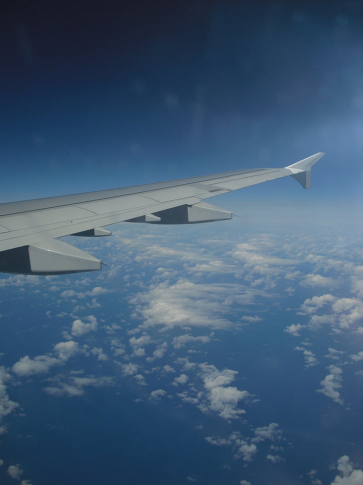 wing, aircraft, sky, clouds, fly, above the clouds, machine