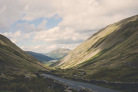 grå, motorväg, vit, Sky, Highland, Mountain, naturen