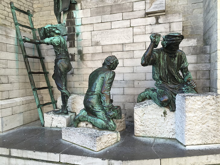 statue de, Antwerpen, sculpture, bronze, échelle, Belgique, Builder